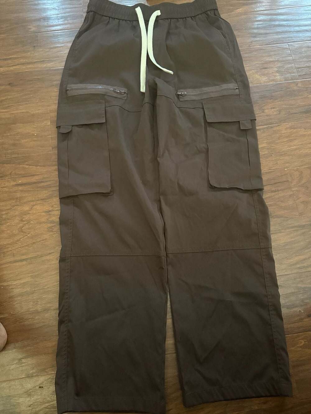 Manfinity Brown Cargo Pants Mens Medium Drawstring Waist Pockets